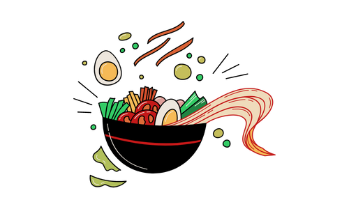 Dessin d'un bol de Udon