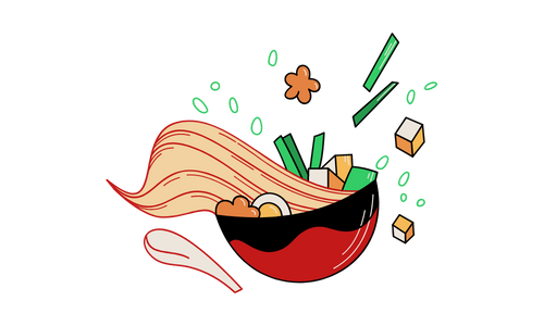 Dessin d'un bol de ramen